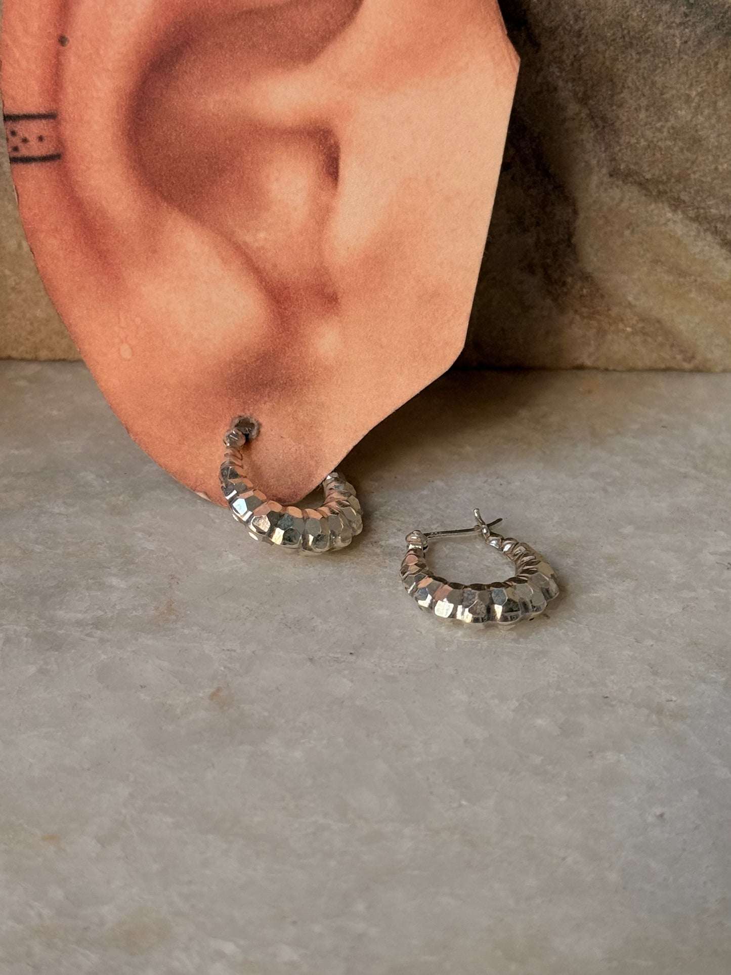 925 Sterling Silver Chunky Italian Disco U Hoops Earrings