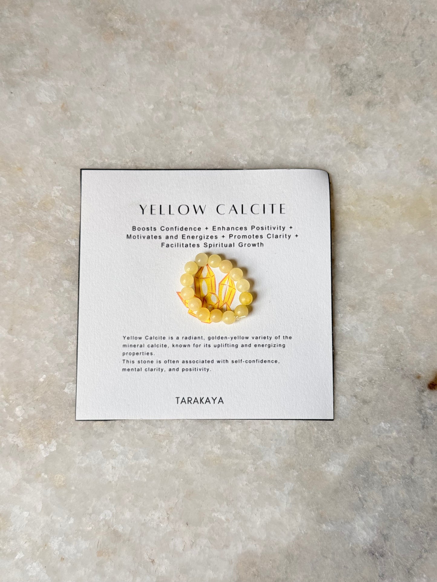 Natural Crystal Yellow Calcite 4mm Stretchy Rings