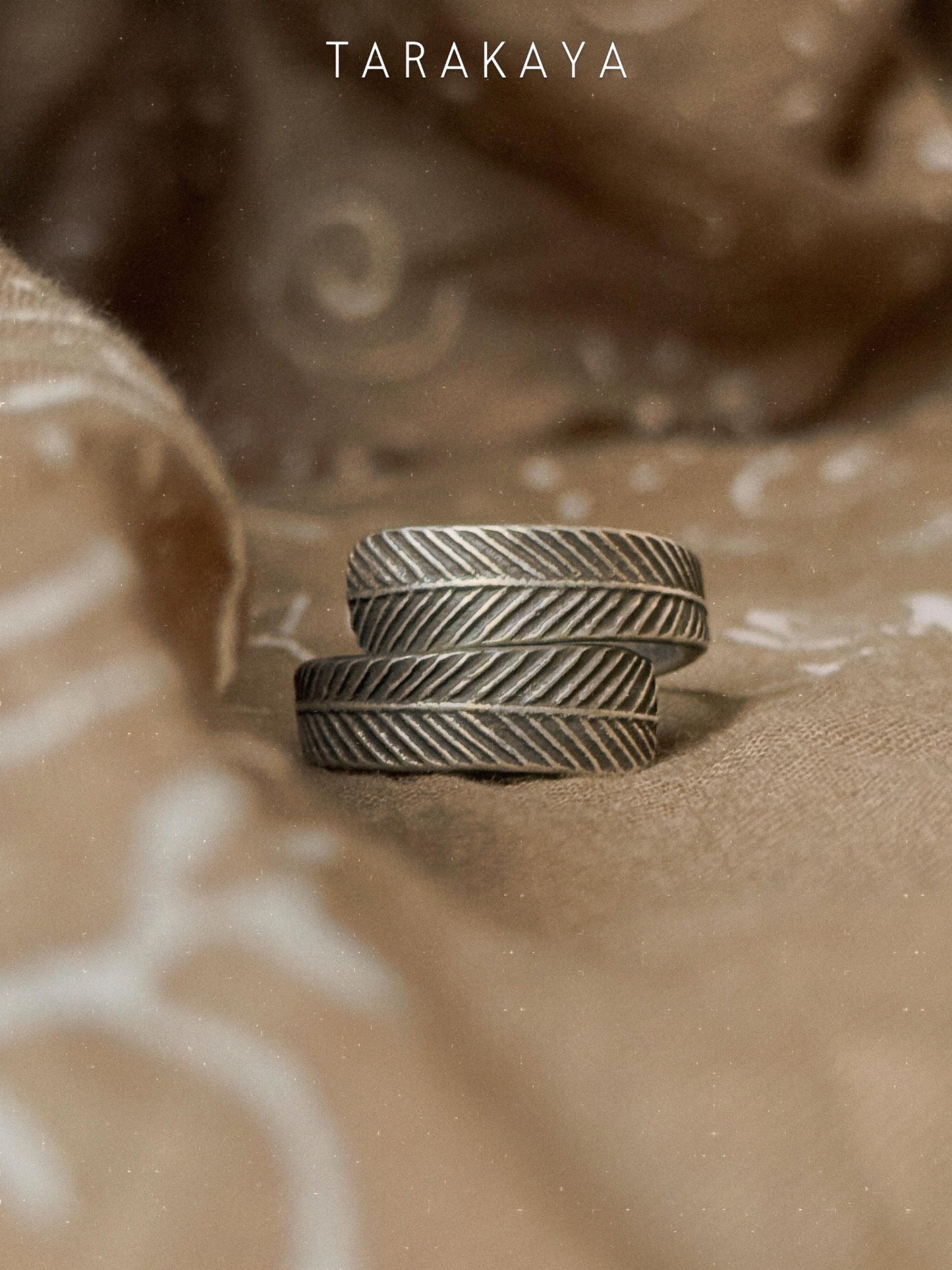 925 Sterling Silver Bohemian Dessert Spirit - Leaf Textured Wrap Hill Tribe Handcrafted Adjustable Ring