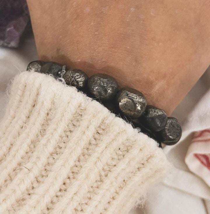 10MM Pyrite Tumbled Crystal Bracelet