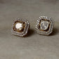 925 Sterling Silver Gold Plated Antique Moissanite Polki Square Studs earrings featuring sparkling gemstones.
