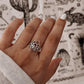 Elegant big lotus ring in sterling silver with detailed petals.