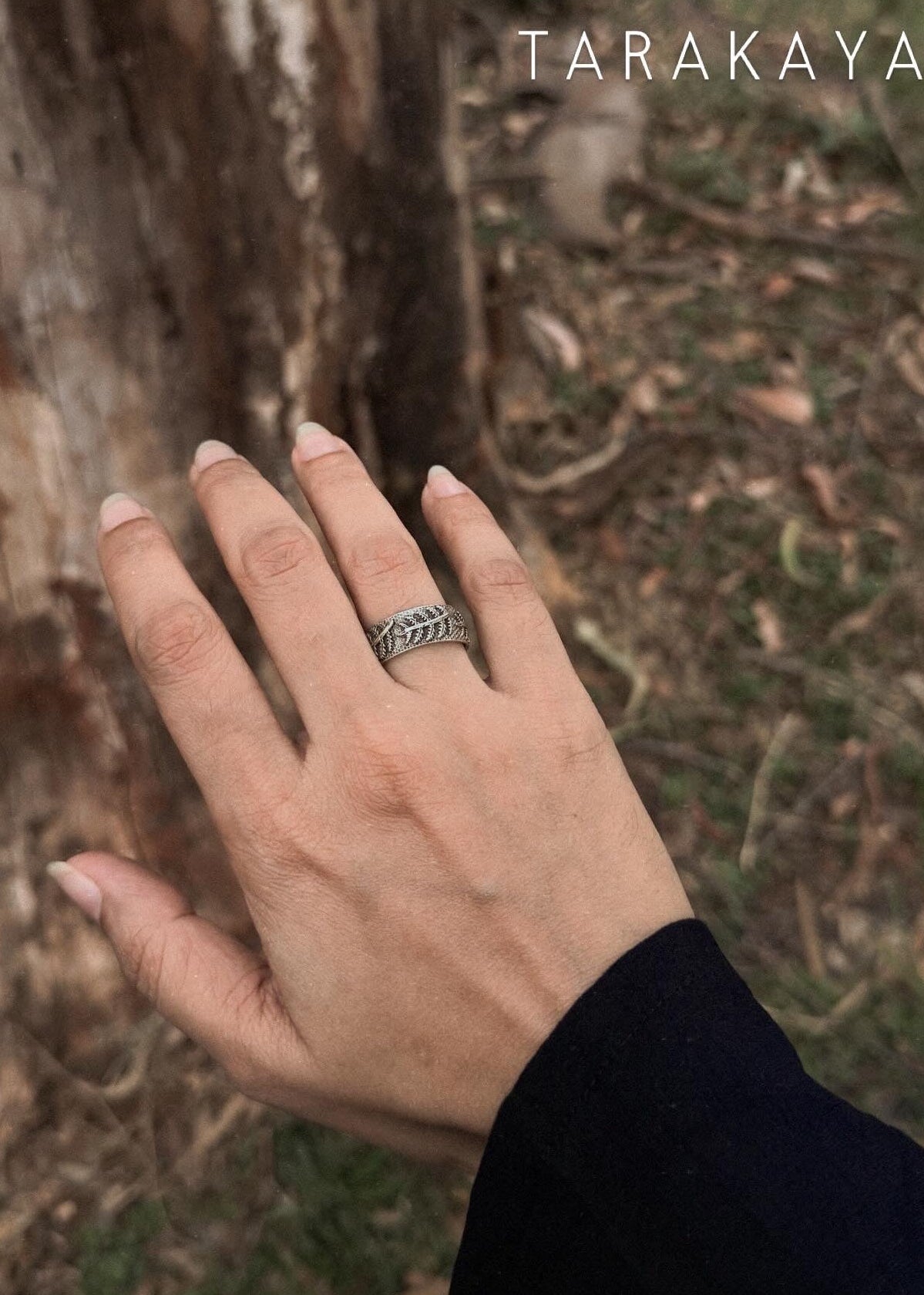925 Sterling Silver Forest Fern Band Ring