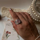 Rose Quartz Statement Twig textured Band 925 Sterling Silver Ring