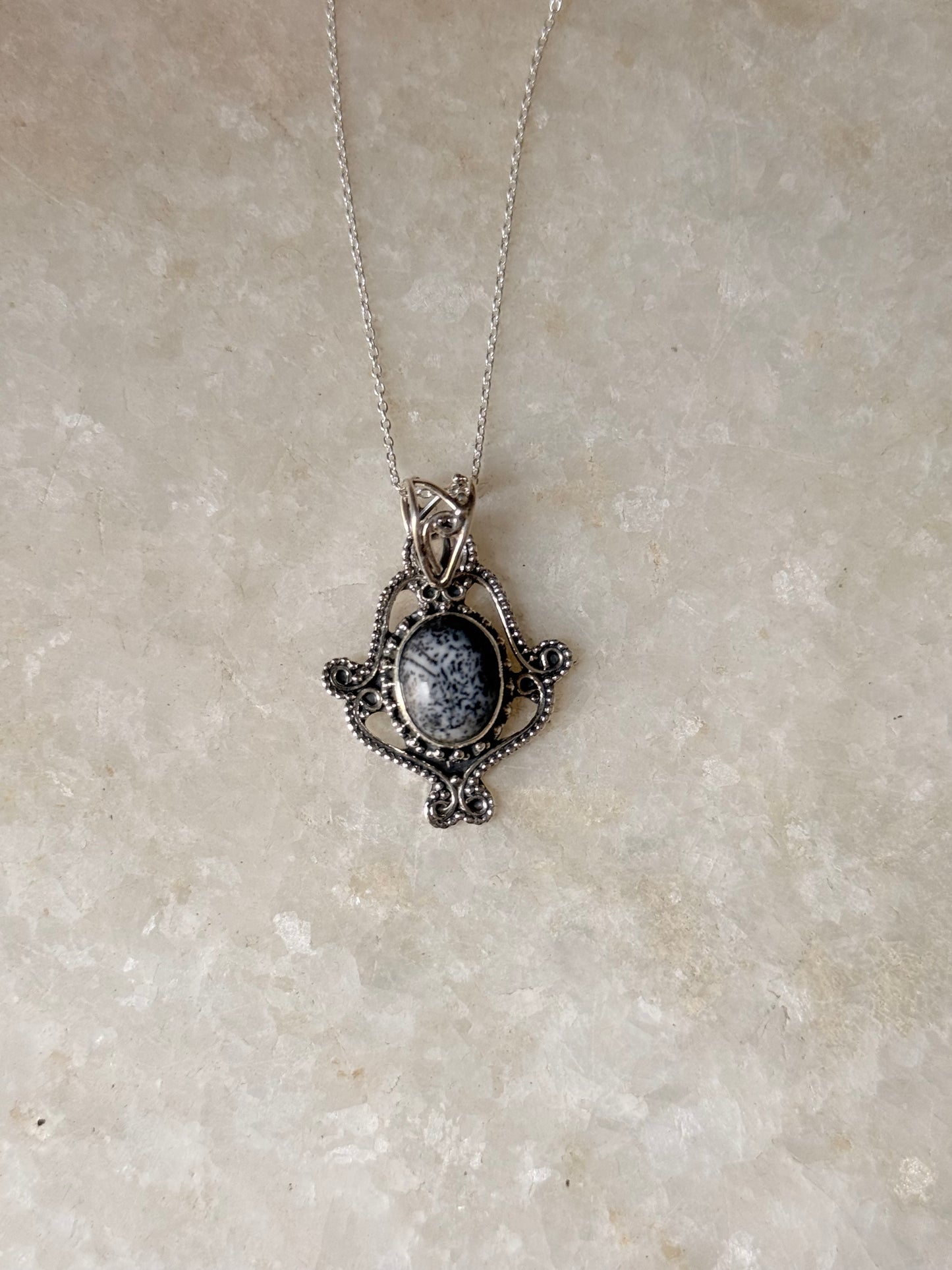 925 Sterling Silver Boho Merlinite Handcrafted Pendant