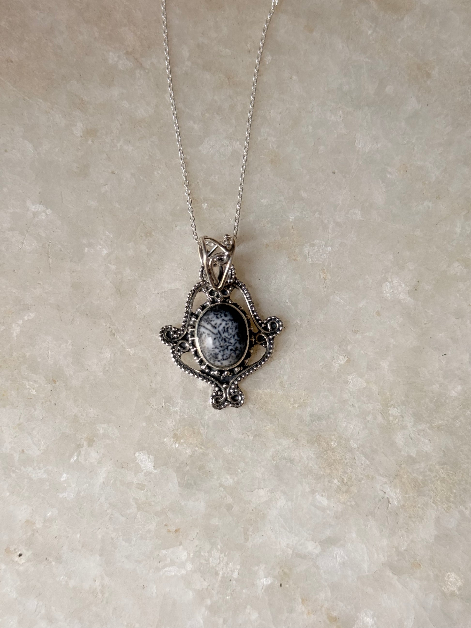 925 Sterling Silver Boho Merlinite Handcrafted Pendant