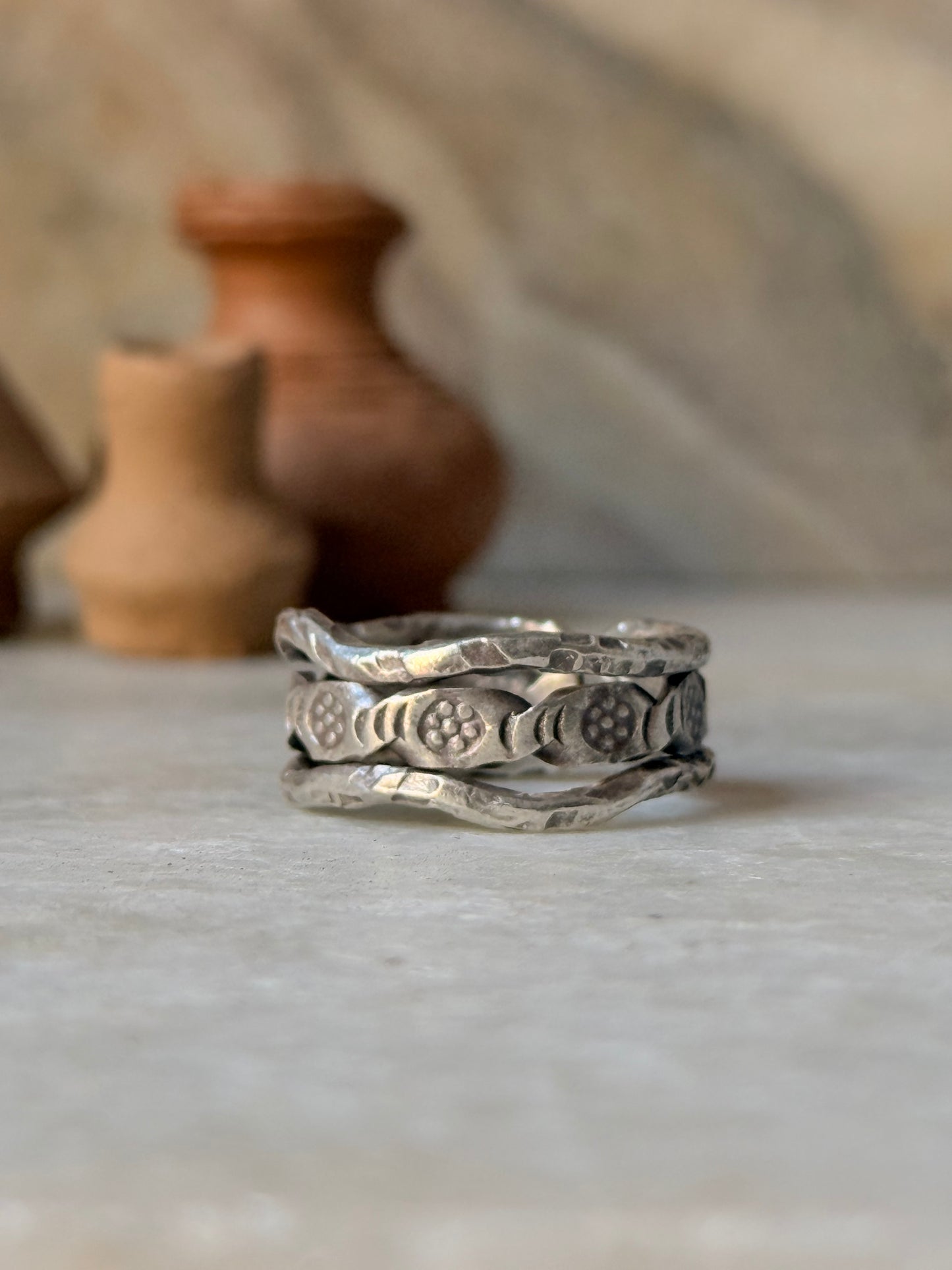 925 Sterling Silver Bohemian Hill Tribe Handcrafted Adjustable Ring