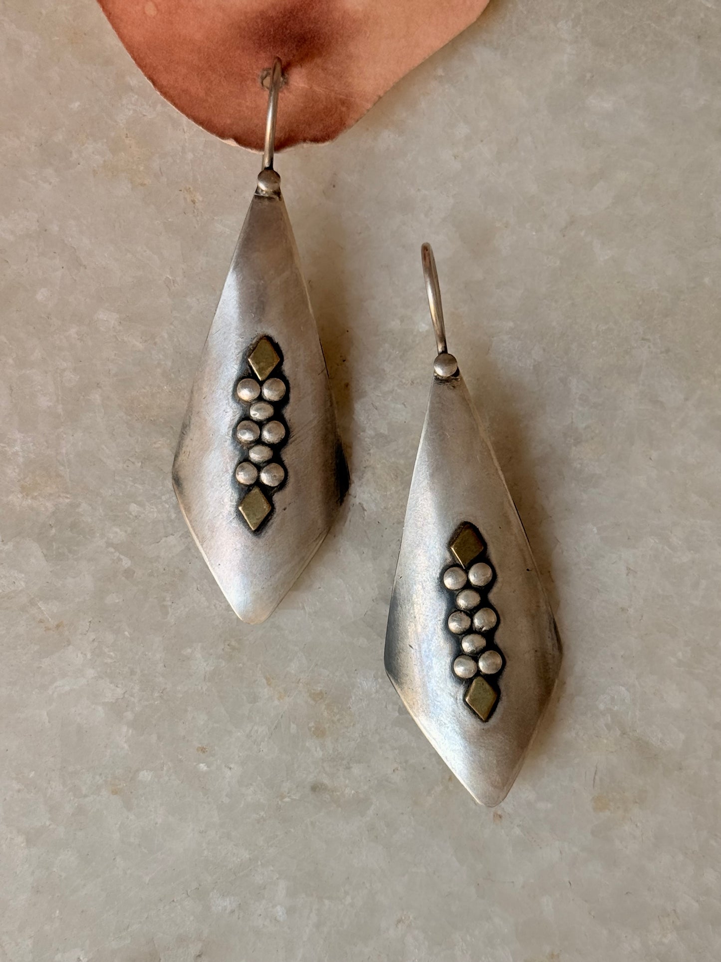 925 Sterling Silver Tribal Hill Tribe Handcrafted Rawa Hook Earrings