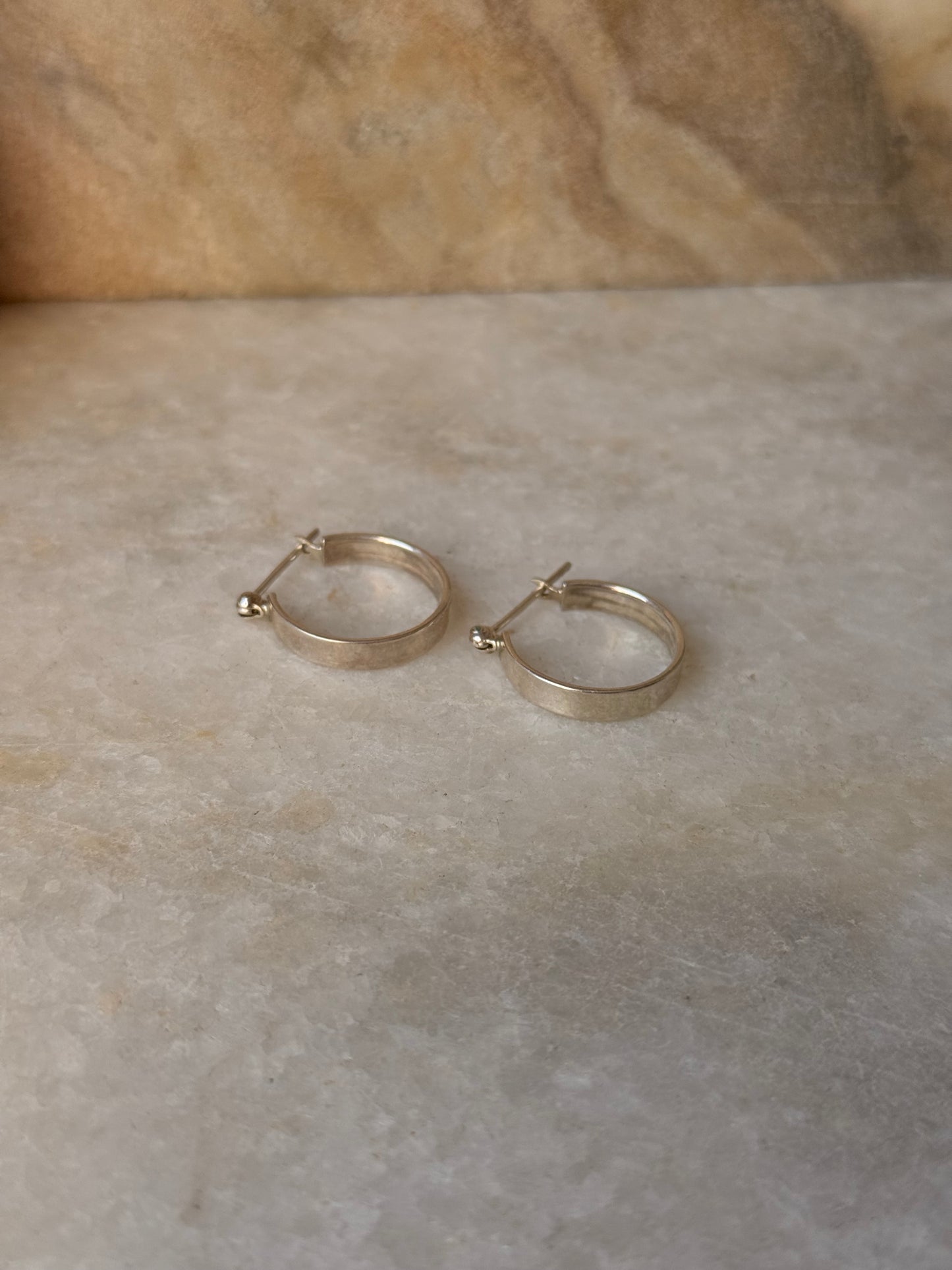 925 Sterling Silver Chunky Italian Plain Rectangular Hoops