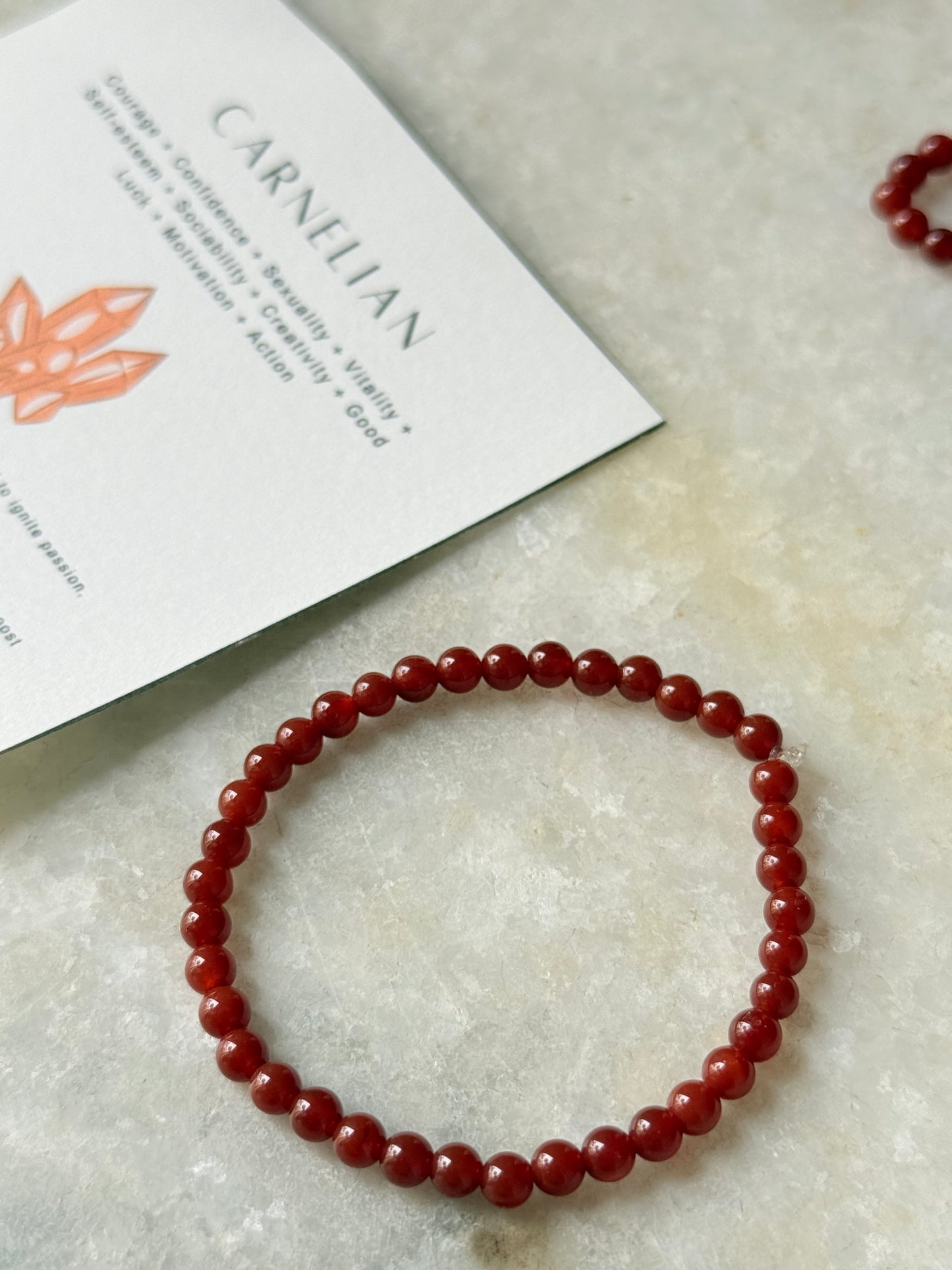 Natural Crystal Carnelian 4mm Bracelet