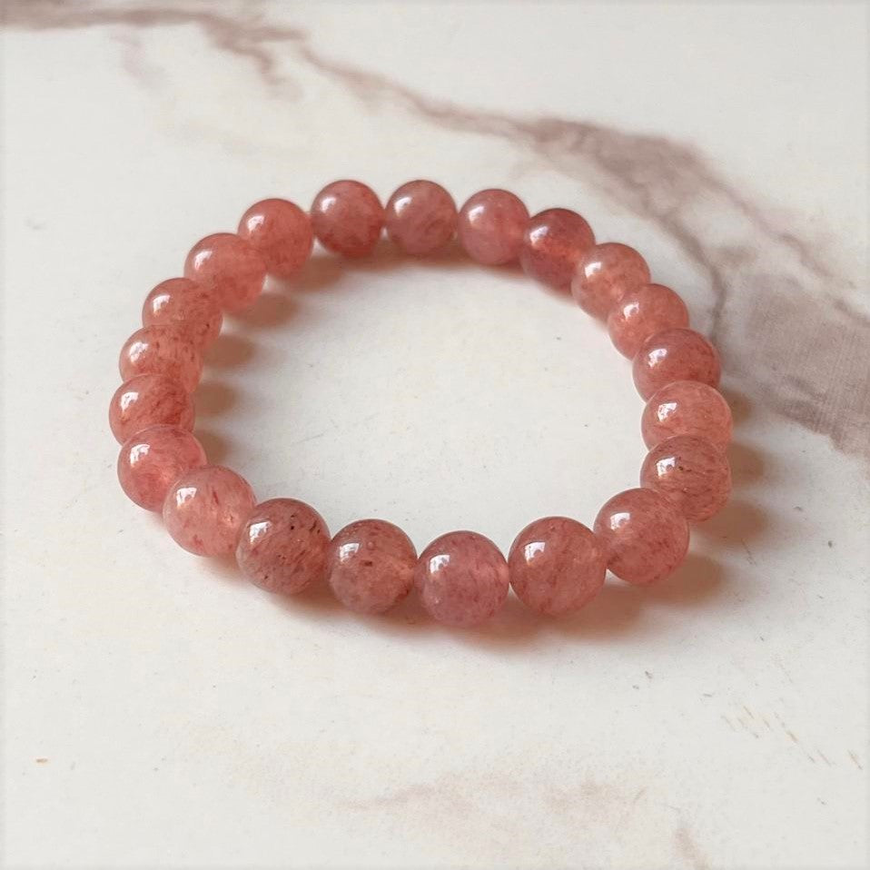 Handmade Strawberry Quartz Crystal Bracelet 8MM