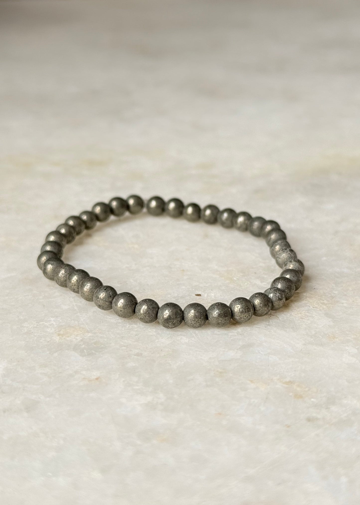 Natural Crystal Pyrite Round Plain 4mm Bracelet