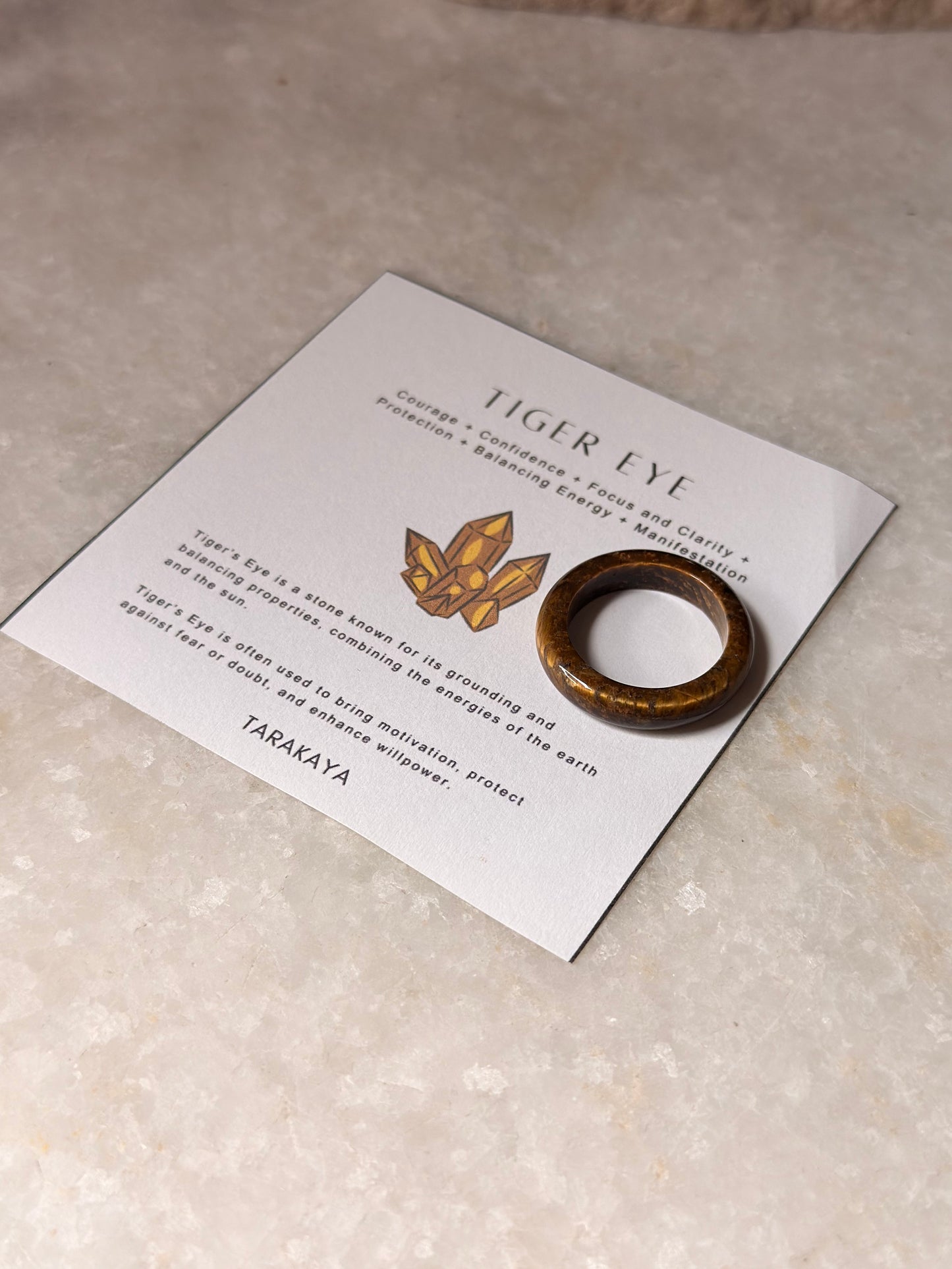Natural Crystal Tiger Eye Band Ring