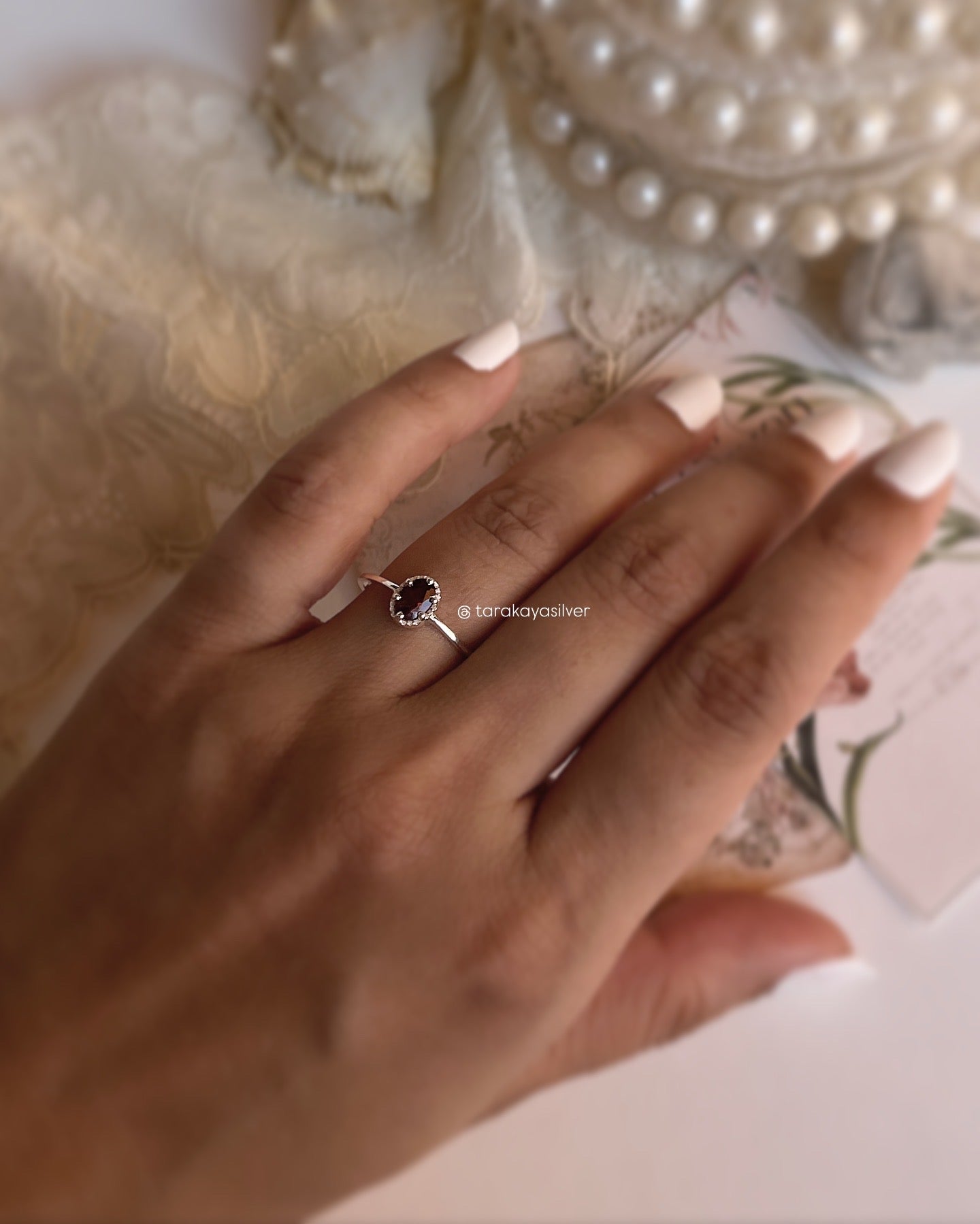 Elegant Rhodolite Garnet Solitaire Ring with 925 Silver Band