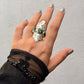 925 Sterling Silver Green Tourmaline Raw Uncut Molten Textured Statement Handcrafted Ring