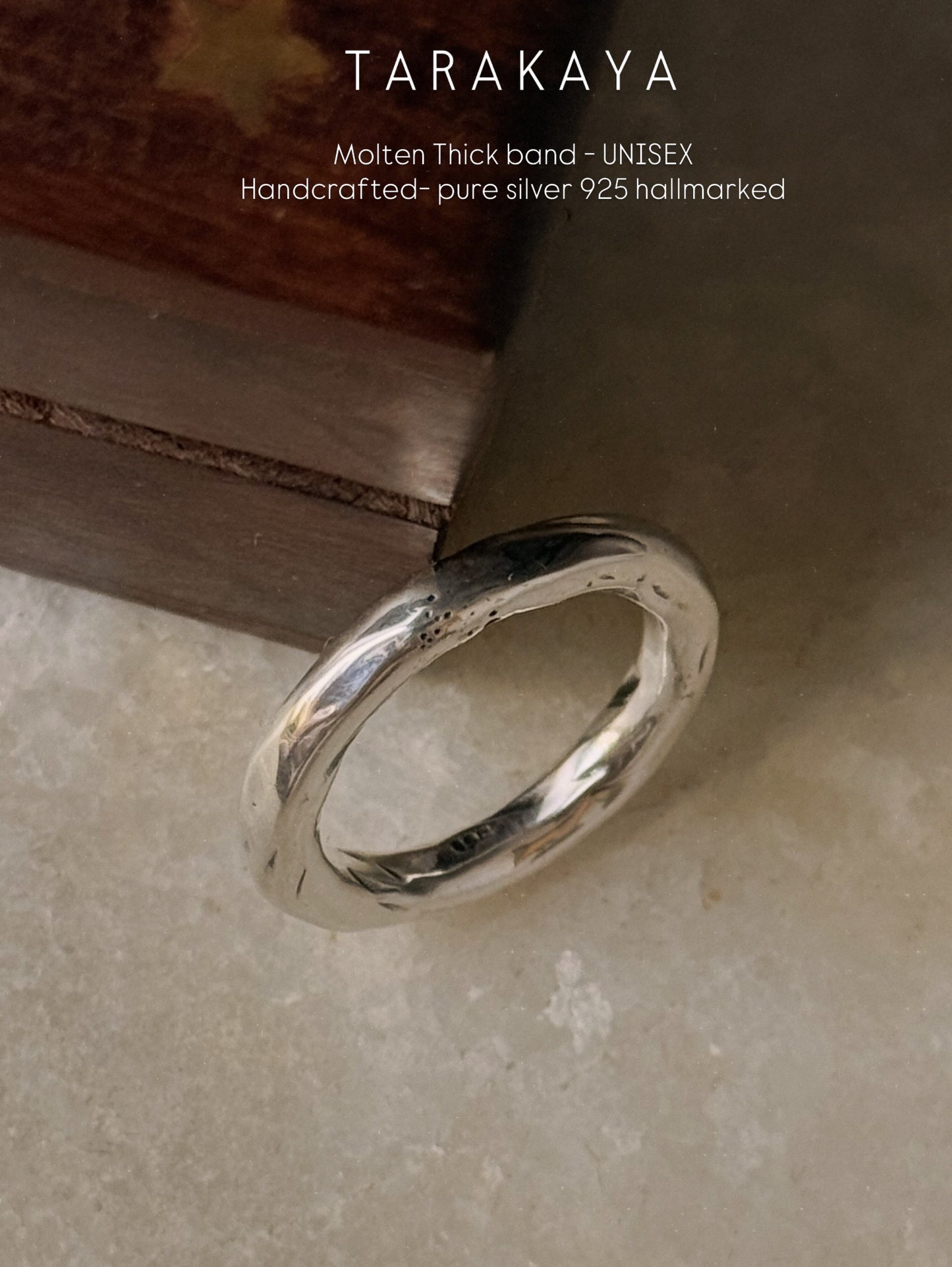 925 Sterling Silver Thick Molten Textured Stack Band Unisex Ring