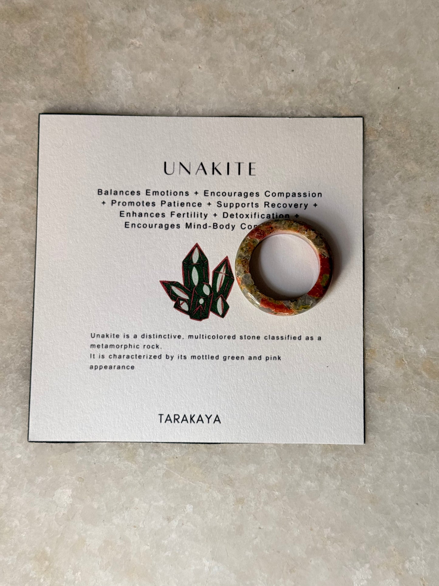 Natural Crystal Unakite Band Ring