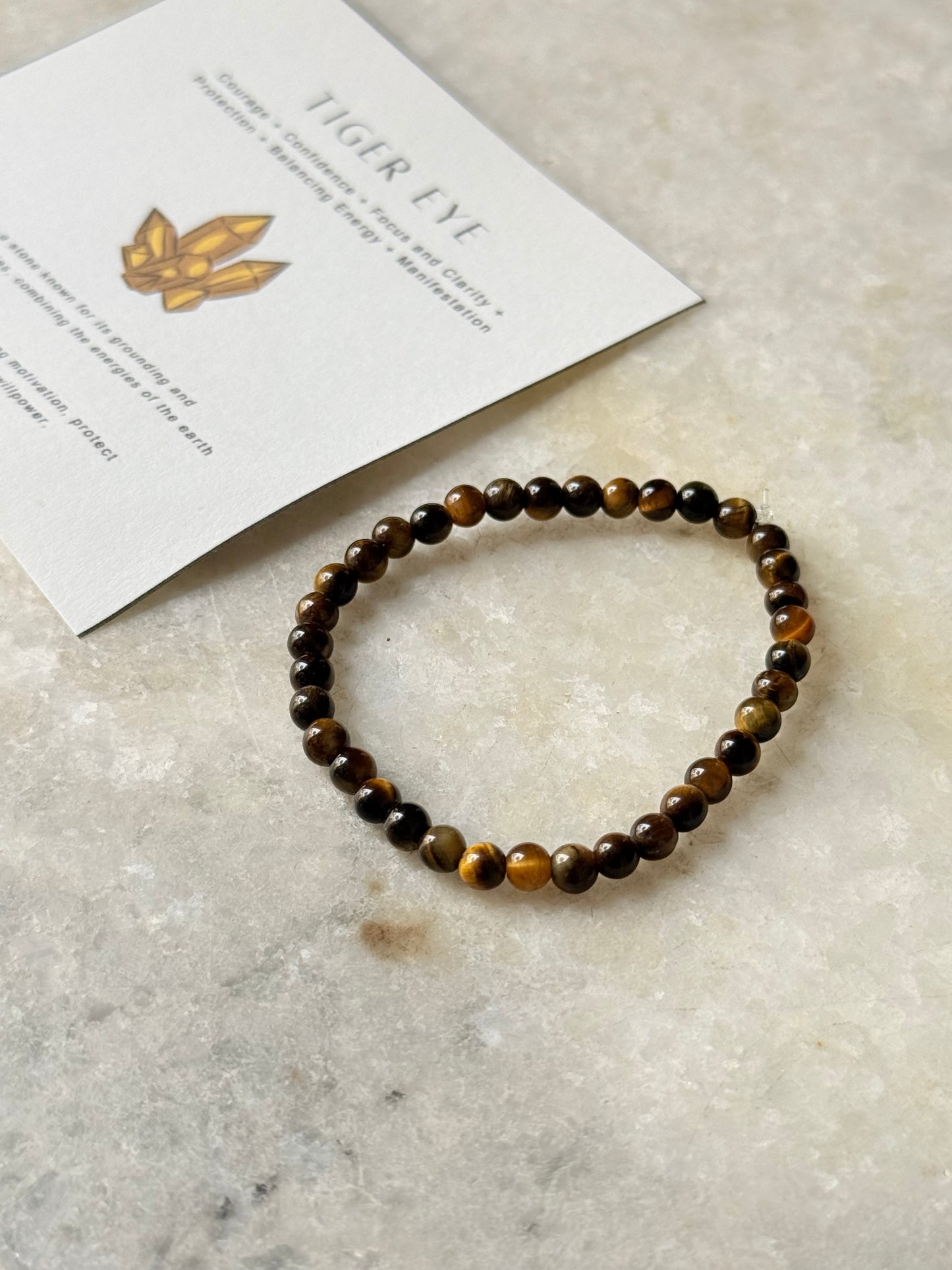Natural Crystal Tiger Eye Plain Round 4MM Bracelet