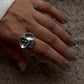 Timeless silver ring with Divine Lotus design and moonstone centerpiece