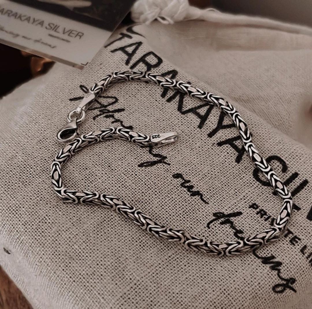 Antique Patterned Silver Bracelet