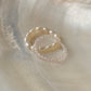 Natural Crystal Stretchy Light Shade Rose Quartz 2mm & Fresh Water Pearl Rings