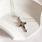 Vintage citrine cross silver pendant with intricate detailing