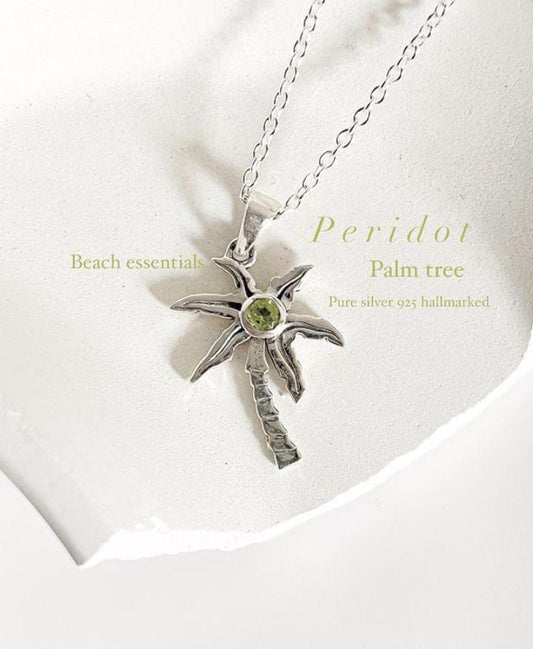 Peridot Palm Tree Silver Pendant