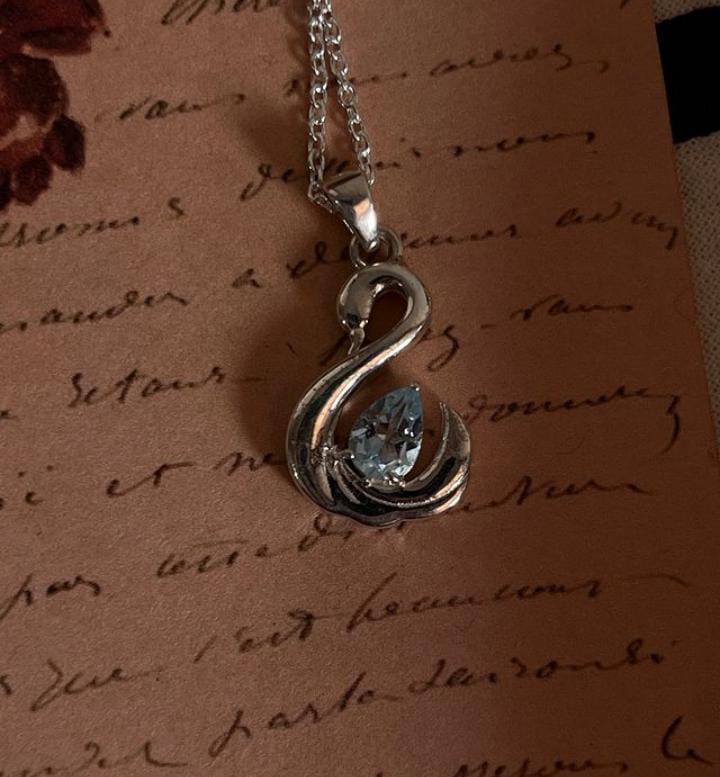 Blue Topaz Swan Silver Pendant