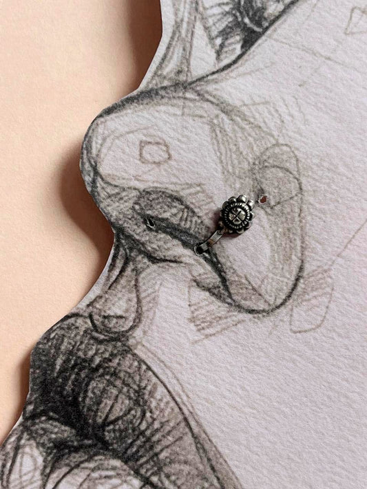 Antique Flower Silver Clip-On for Nose / Helix Piercing