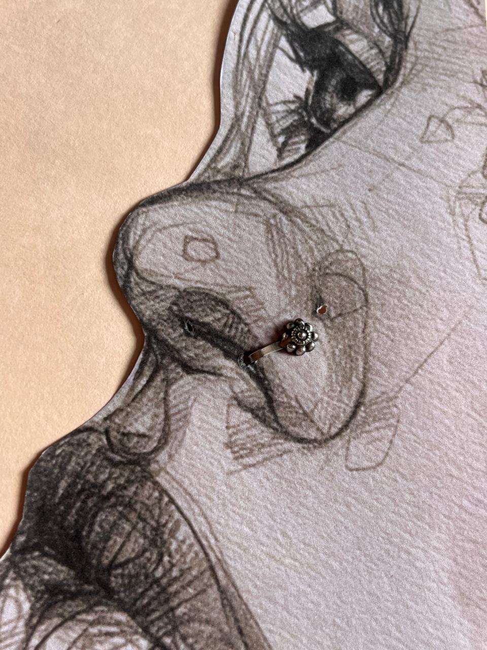 Antique Rawa Flower Silver Clip-On Nose / Helix Earring