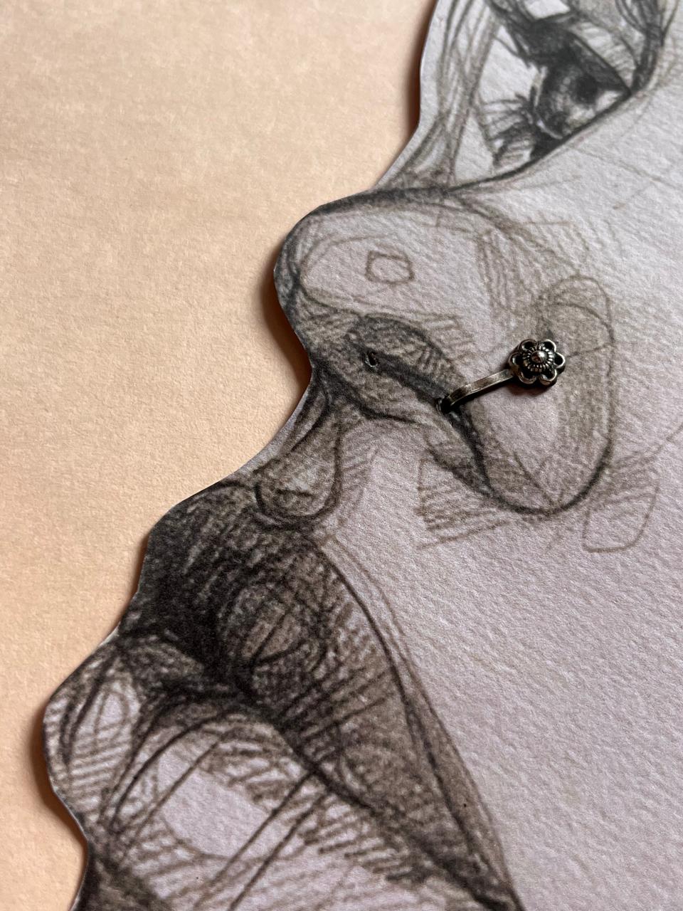 Silver Antique Flower Clip-On Earring for Nose or Helix Piercing