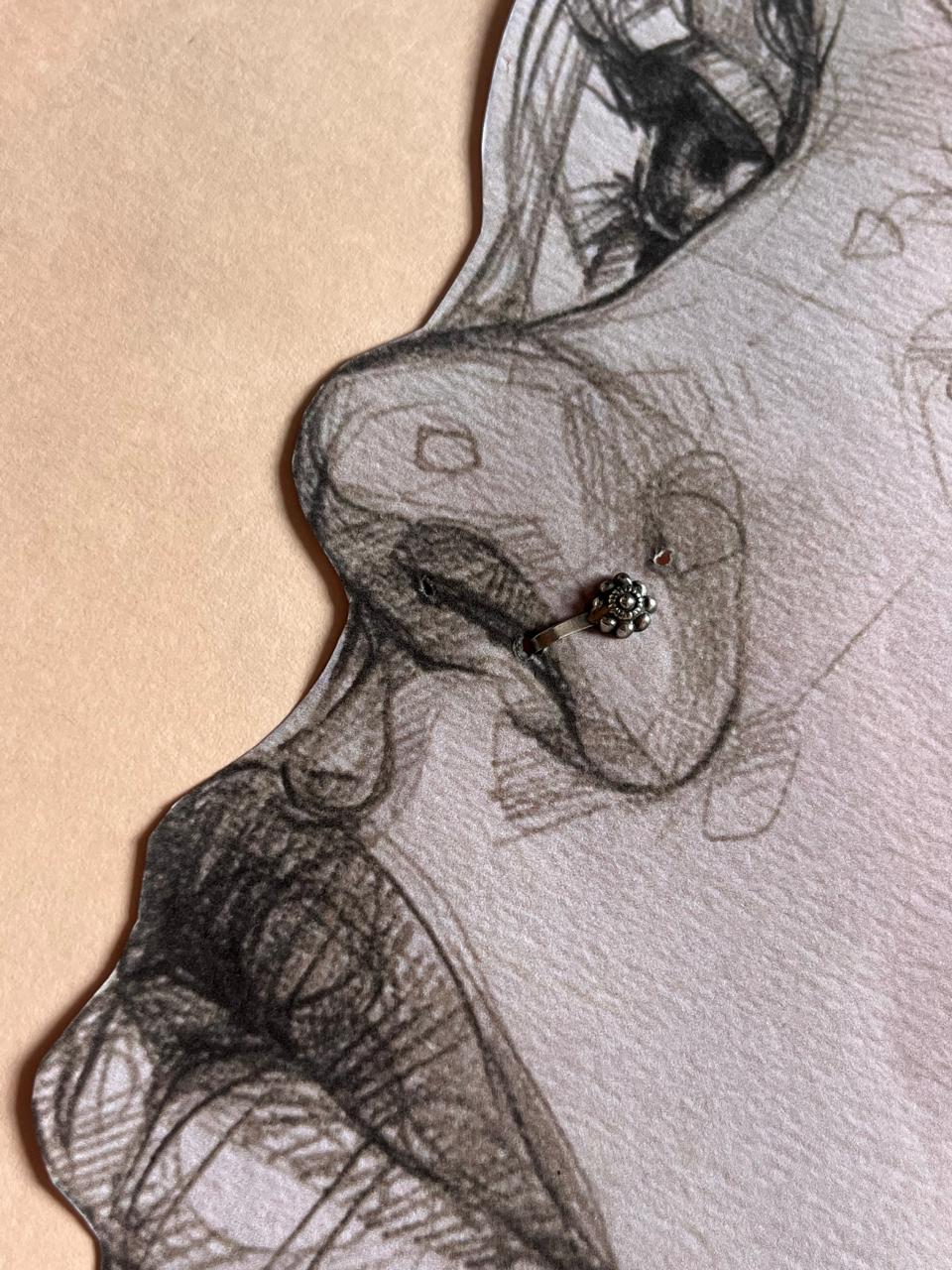 Elegant Rawa Flower Antique Silver Clip-On for Nose and Helix