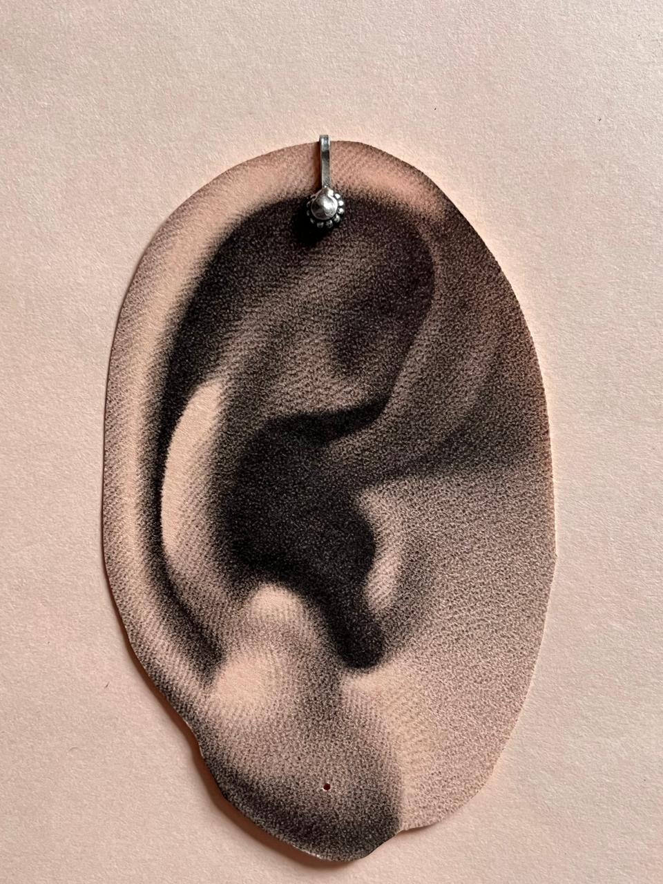 Vintage Antique Rawa Flower Clip-On Earring in Silver