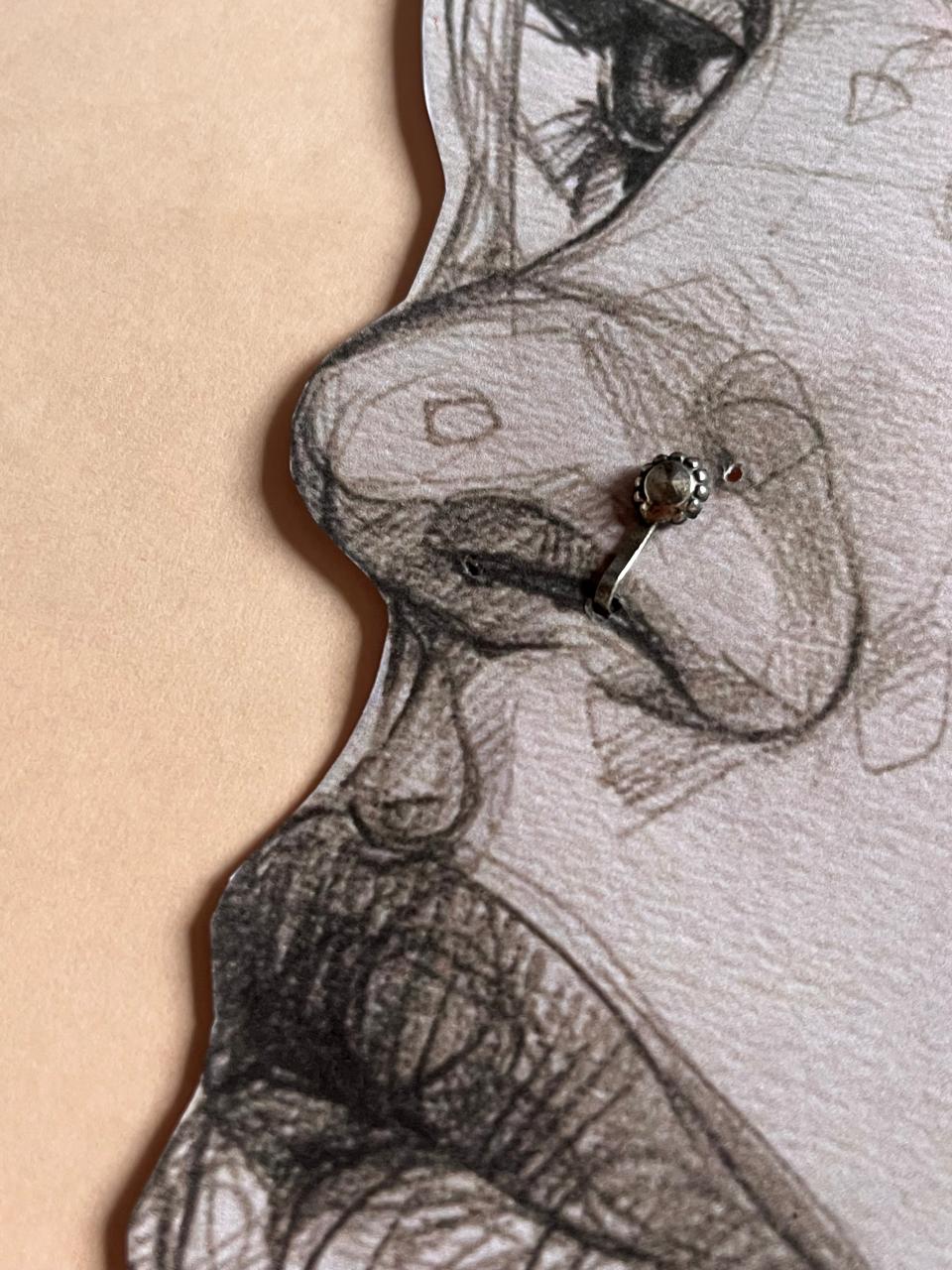 Rawa Flower Design Antique Silver Clip-On for Nose and Helix