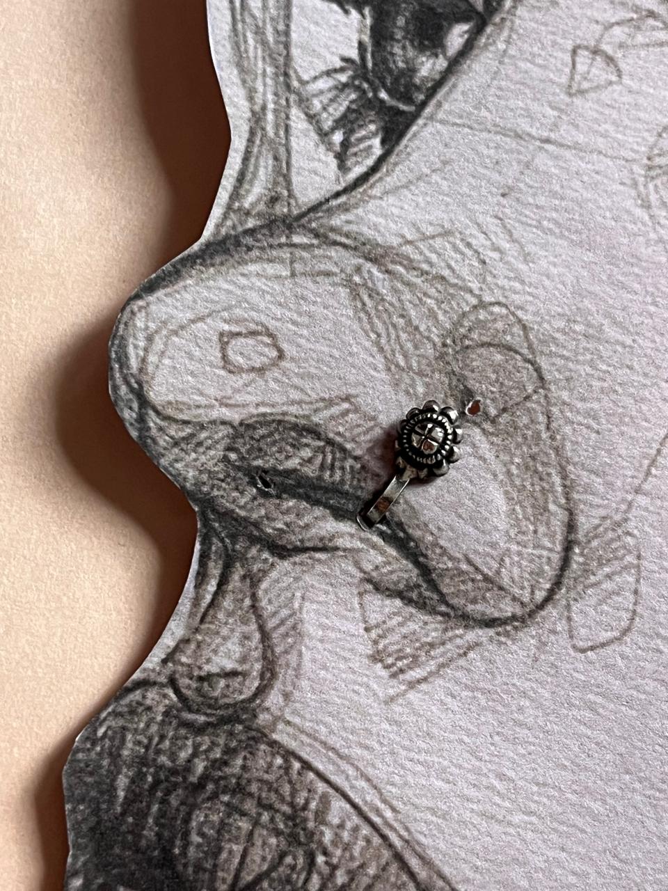 Sterling Silver Clip-On Earring with Antique Flower Design