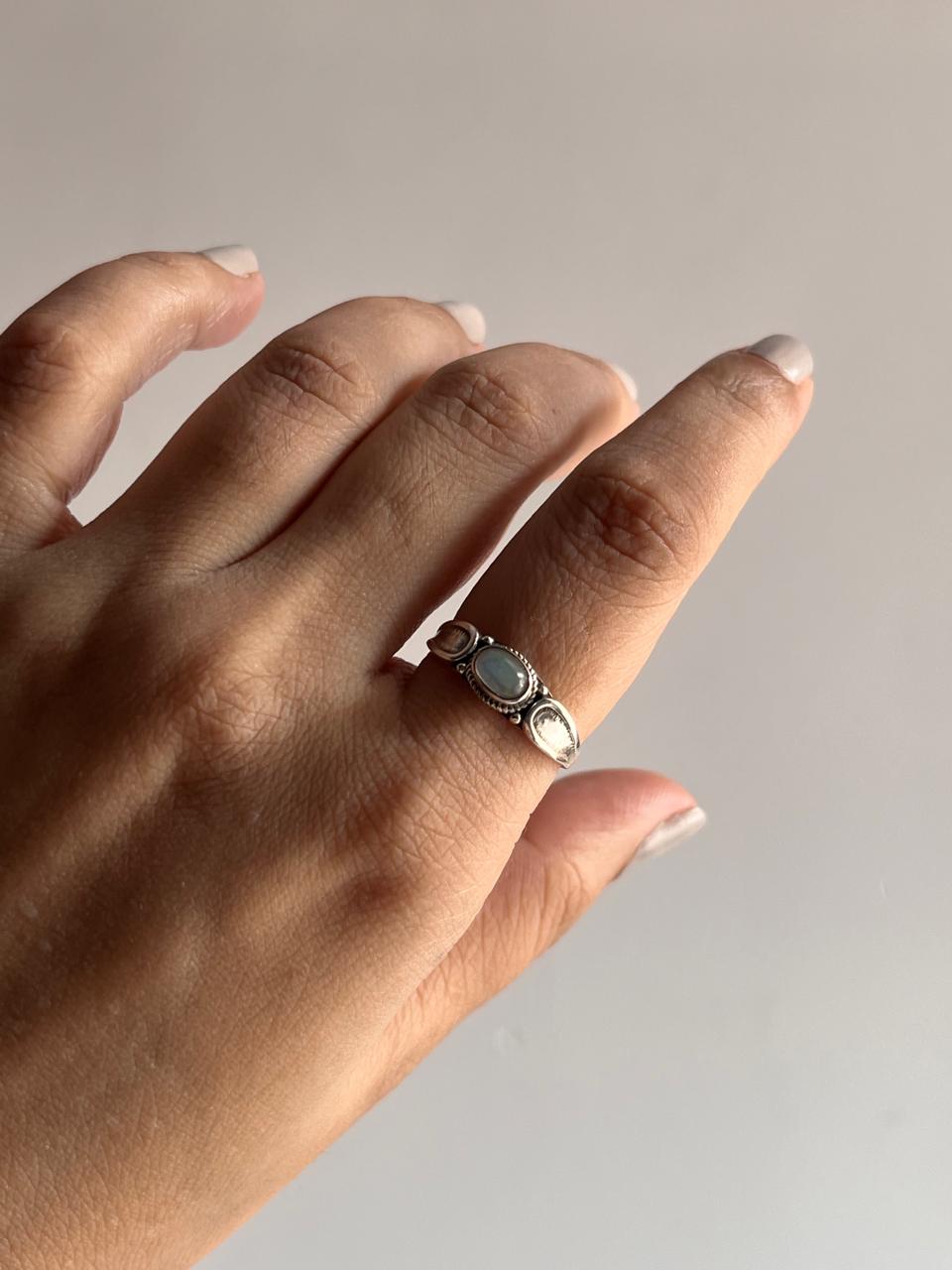 Handcrafted Rawa Opal Boho Ring in Silver