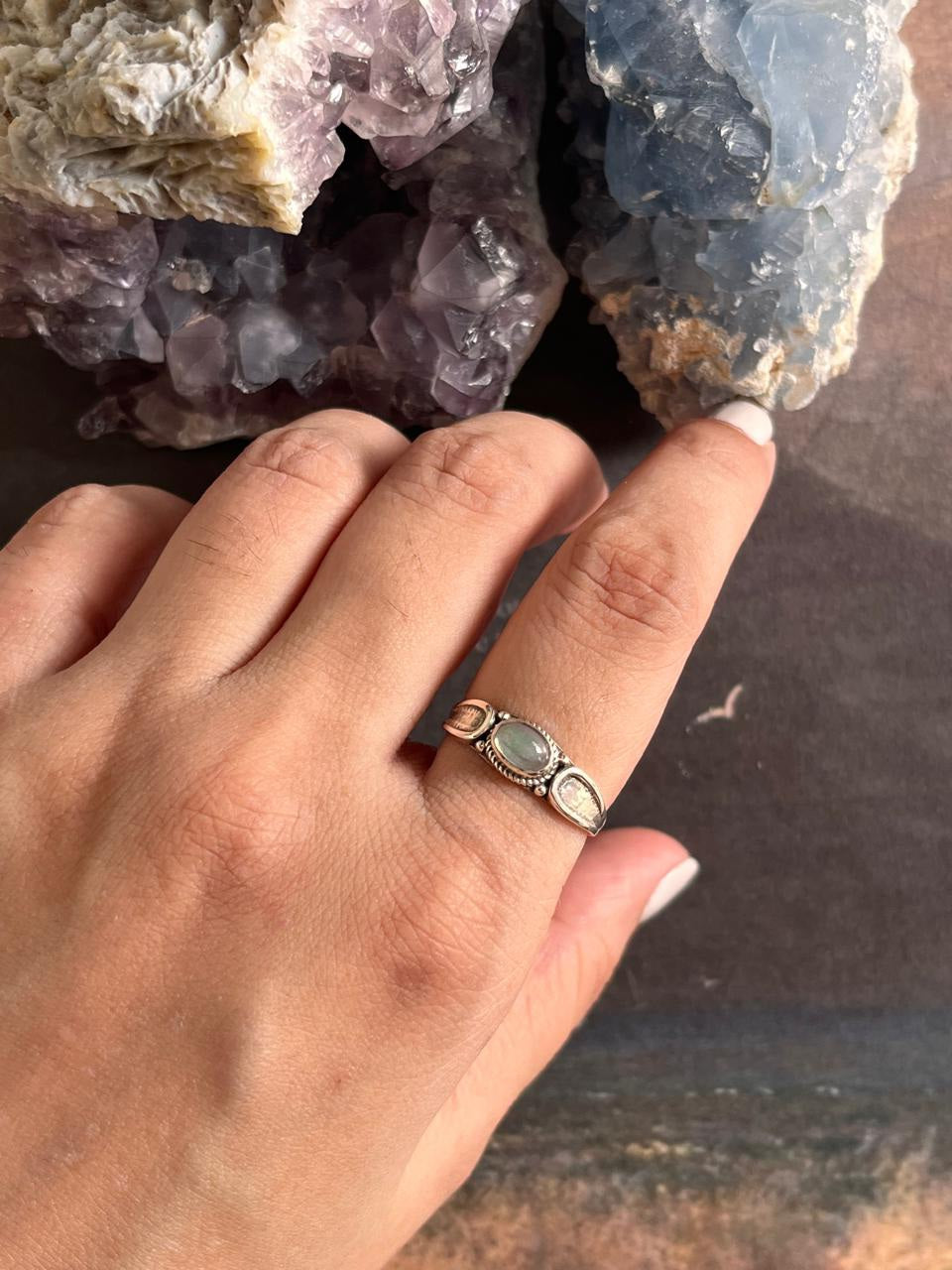 Sterling Silver Boho Opal Rawa Ring