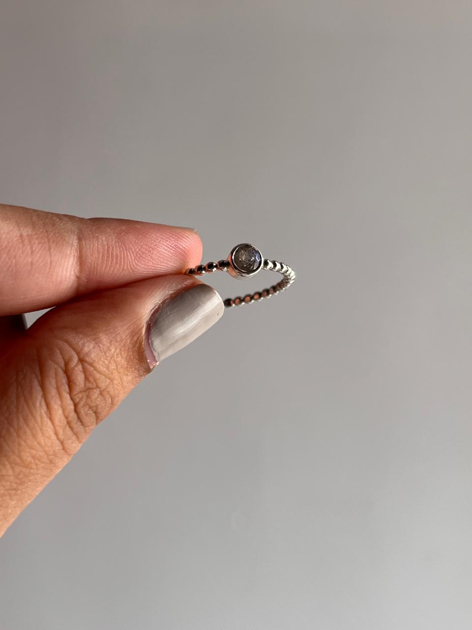 Full Dot Band Labradorite Sterling Silver Ring