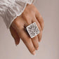 Exquisite tribal Chitai flower ring in sterling silver 925, adjustable fit.