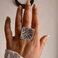 Handcrafted antique tribal Chitai flower ring in sterling silver 925.