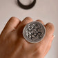 Handcrafted antique tribal Chitai flower ring in sterling silver 925, adjustable.