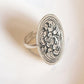 Timeless antique-style tribal Chitai flower ring in sterling silver 925.
