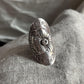 Handcrafted antique bohemian flower mandala ring in sterling silver 925.