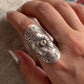 Exquisite sterling silver 925 ring with a bohemian flower mandala design.