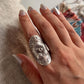 Antique flower mandala ring in handcrafted sterling silver 925, adjustable.