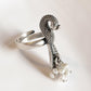 Antique Mor / Peacock With Fresh Water Pearls Statement Silver 925 Adjustable Ring
