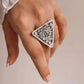 Sterling silver 925 adjustable ring with handcrafted tribal Chitai flower details.
