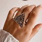 Timeless antique tribal Chitai flower ring in sterling silver with adjustable fit.