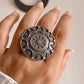 Handmade antique silver 925 ring with Rawa Mandala tribal craftsmanship.