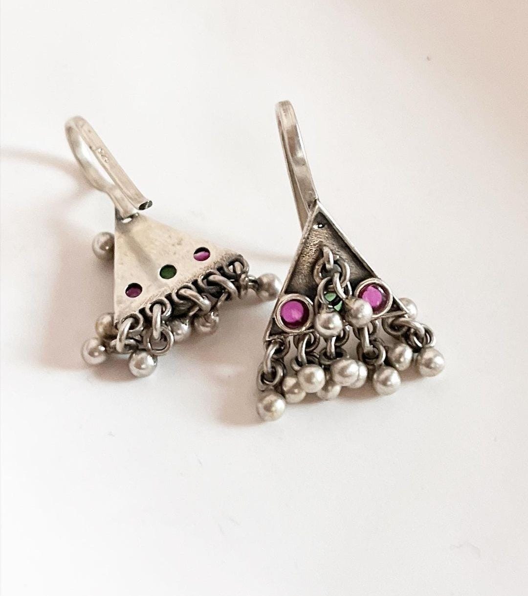 Traditional Teekona ghungroo bugadi ear cuffs in sterling silver 925.